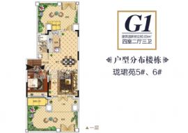 贛州恒大帝景==G1戶型四室兩廳三衛(wèi)一層